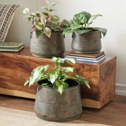 New π Brass Metal Rustic Planter Set 16", 13" & 11" by Ivory and Iris π― 7 New π Brass Metal Rustic Planter Set 16", 13" & 11" by Ivory and Iris π― -Cheap Ivory and Iris Store D365774S 4