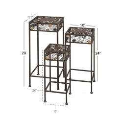 Hot Sale 😉 Multi Dot Black Metal Traditional Plantstand, 28", 24" & 20" by Ivory and Iris ✔️ -Cheap Ivory and Iris Store D365775S 7
