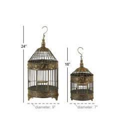 Promo ⭐ Vintage Bronze Metallic Tapered Bird Cage Set by Ivory and Iris 😍 -Cheap Ivory and Iris Store D365777S 10