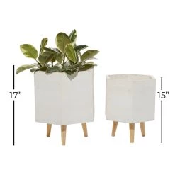 Cheapest 💯 White Polystone Contemporary Planter Set 15" & 17" by Ivory and Iris 🥰 -Cheap Ivory and Iris Store D365778S 6
