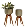 Deals 😀 Gold Mango Wood Modern Planter Set 21" & 24" by Ivory and Iris 🌟