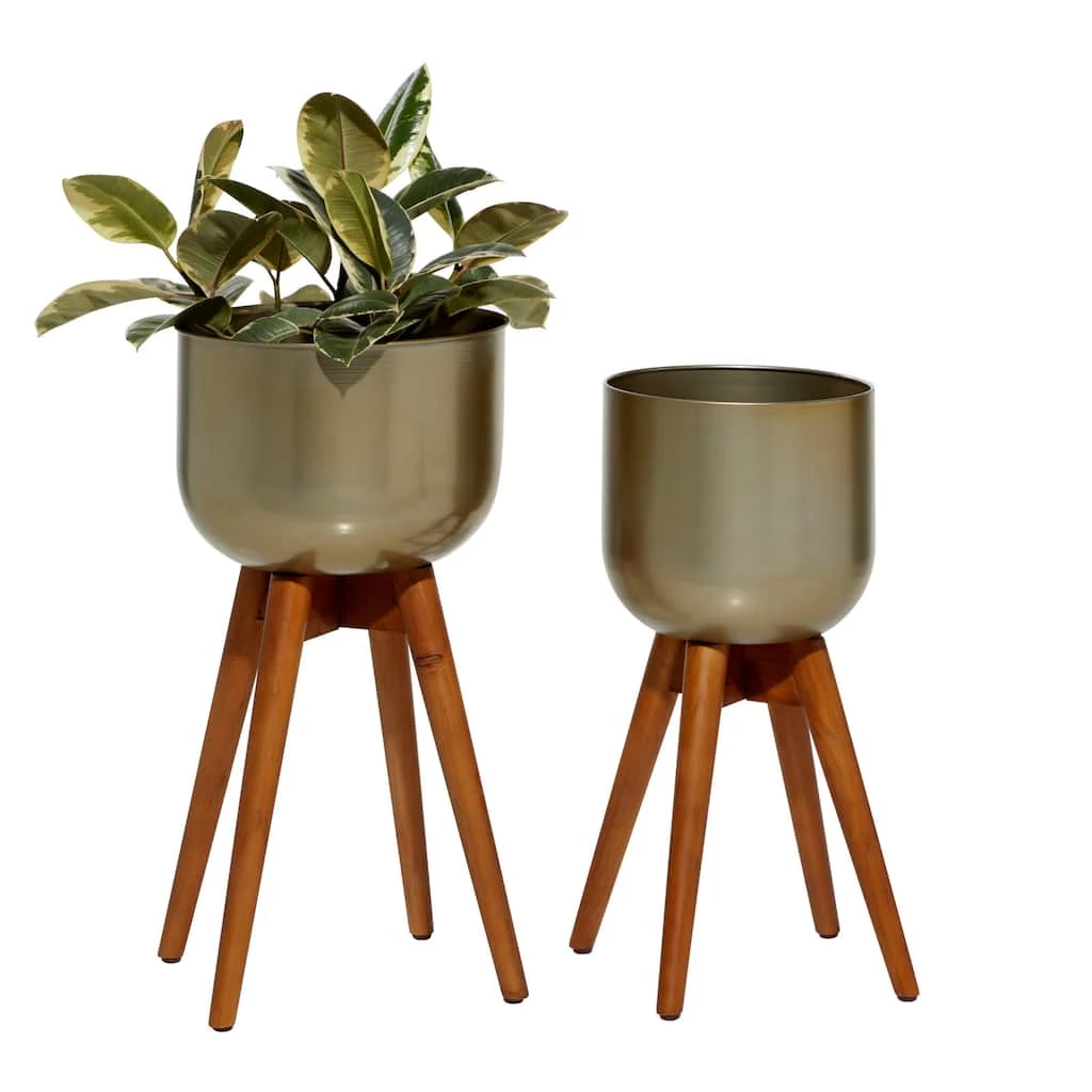 Deals π Gold Mango Wood Modern Planter Set 21" & 24" by Ivory and Iris π 1 Deals π Gold Mango Wood Modern Planter Set 21" & 24" by Ivory and Iris π