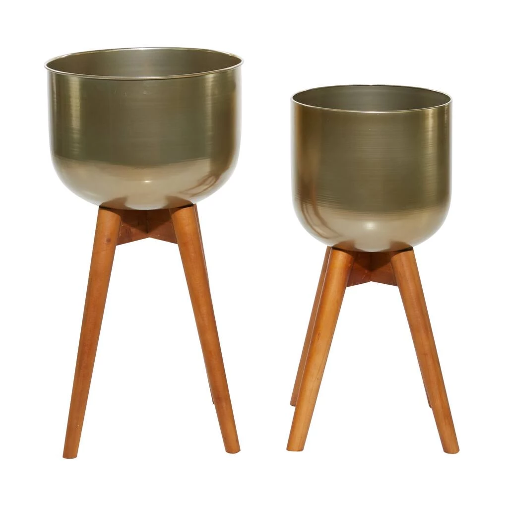 Deals π Gold Mango Wood Modern Planter Set 21" & 24" by Ivory and Iris π 5 Deals π Gold Mango Wood Modern Planter Set 21" & 24" by Ivory and Iris π - Image 5
