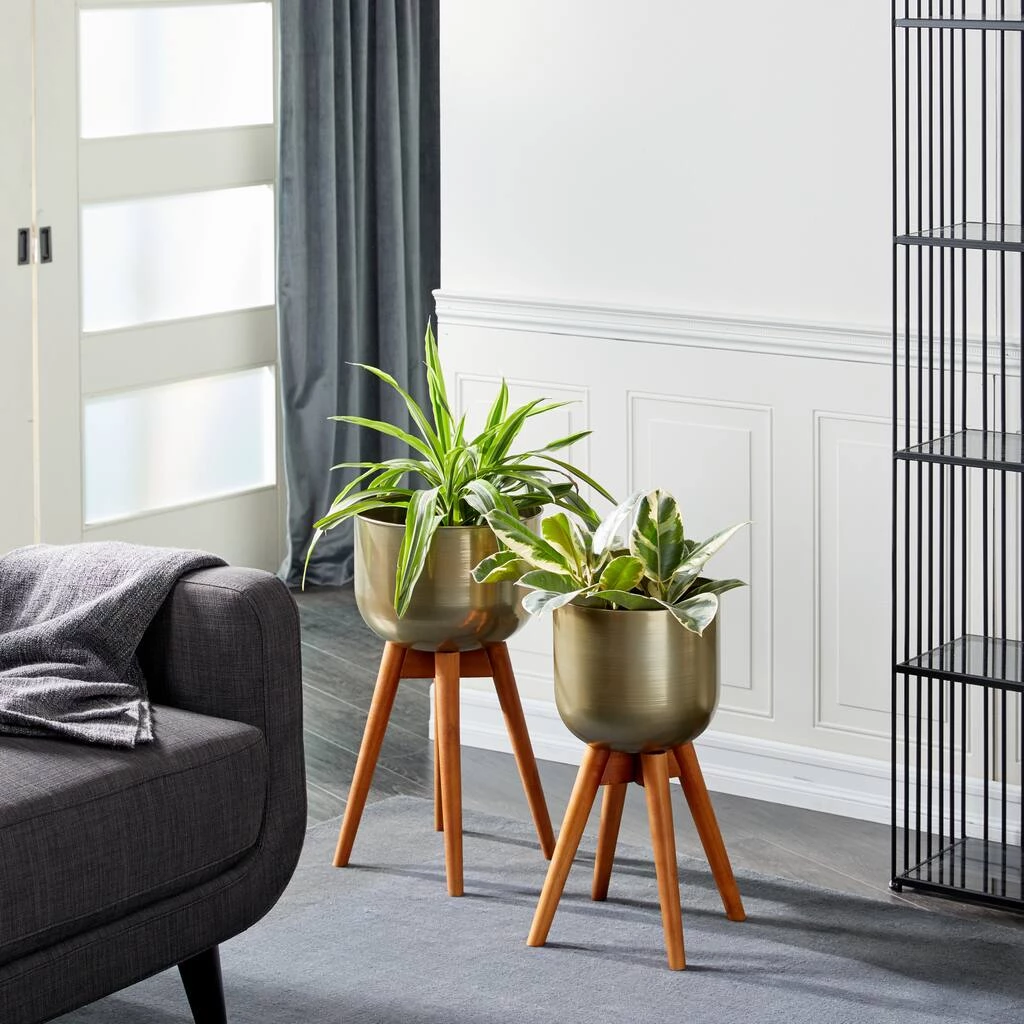 Deals π Gold Mango Wood Modern Planter Set 21" & 24" by Ivory and Iris π 7 Deals π Gold Mango Wood Modern Planter Set 21" & 24" by Ivory and Iris π - Image 7
