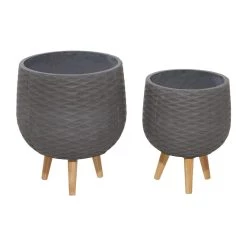 Flash Sale 🔔 Gray Ceramic Contemporary Planter Set by Ivory and Iris ⌛