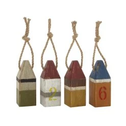Best Sale π 10" Multicolored Wood Coastal Buoy Sculpture Set by Ivory and Iris π₯