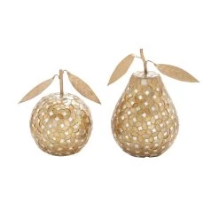 Best Pirce 👍 Gold Metal Glam Fruit Sculpture Set by Ivory and Iris 😉