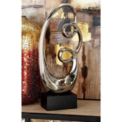 Best Pirce 🔔 24" Silver Ceramic Modern Abstract Sculpture by Ivory and Iris ✨ -Cheap Ivory and Iris Store D366639S 8