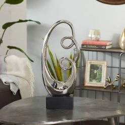 Best Pirce 🔔 24" Silver Ceramic Modern Abstract Sculpture by Ivory and Iris ✨ -Cheap Ivory and Iris Store D366639S 9