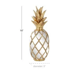 Best deal ✨ 15" Gold Mirror Glam Decorative Pineapple by Ivory and Iris 🤩 -Cheap Ivory and Iris Store D366641S 4