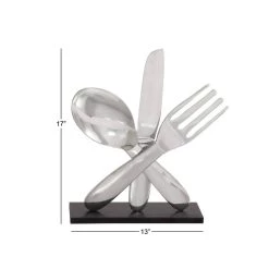 Best Sale 🔔 17" Silver Kitchen Utensil Sculpture by Ivory and Iris 🥰 -Cheap Ivory and Iris Store D366661S 6
