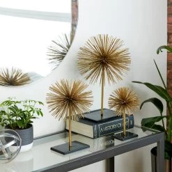 Best deal ❤️ Gold Metal Contemporary Geometric Sculpture Set by Ivory and Iris 🎁 -Cheap Ivory and Iris Store D366678S 12