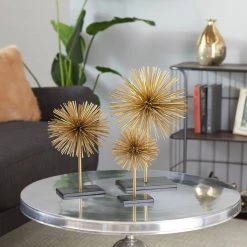 Best deal ❤️ Gold Metal Contemporary Geometric Sculpture Set by Ivory and Iris 🎁 -Cheap Ivory and Iris Store D366678S 14