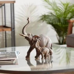 Best Pirce 🧨 11" Brown Eclectic Polystone Elephants Sculpture by Ivory and Iris 😀 -Cheap Ivory and Iris Store D366713S 10