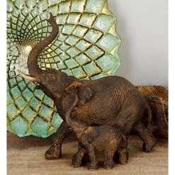 Best Pirce 🧨 11" Brown Eclectic Polystone Elephants Sculpture by Ivory and Iris 😀 -Cheap Ivory and Iris Store D366713S 9