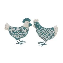 Best Sale π₯ Turquoise Polystone Farmhouse Rooster Sculpture Set by Ivory and Iris π―