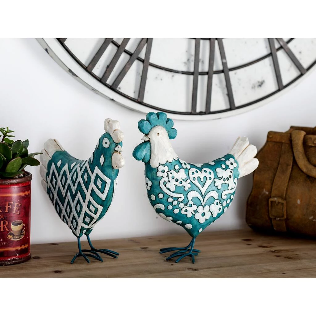 Best Sale π₯ Turquoise Polystone Farmhouse Rooster Sculpture Set by Ivory and Iris π― 9 Best Sale π₯ Turquoise Polystone Farmhouse Rooster Sculpture Set by Ivory and Iris π― - Image 9