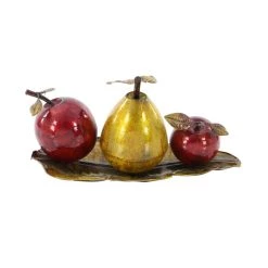 Best Pirce 😀 19" Red Iron Traditional Decorative Fruit with Tray by Ivory and Iris 🎉