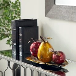 Best Pirce 😀 19" Red Iron Traditional Decorative Fruit with Tray by Ivory and Iris 🎉 -Cheap Ivory and Iris Store D366732S 8