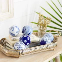 Best reviews of 🔥 3" Blue & White Patterned Ceramic Vase Filler Orb Set by Ivory and Iris 🎉 -Cheap Ivory and Iris Store D368546S 6
