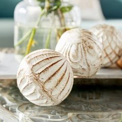 Promo ⌛ 4" Distressed White Ceramic Country Orb Vase Filler Set by Ivory and Iris 👏 -Cheap Ivory and Iris Store D368558S 11