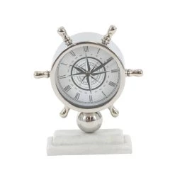 Wholesale 😀 9" Silver Stainless Steel & Ceramic Boat Helm Clock by Ivory and Iris ⌛