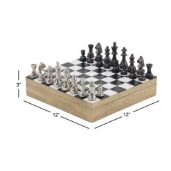 Cheapest 😍 12" Mango Wood & Aluminum Traditional Chess Game Set by Ivory and Iris 🧨 -Cheap Ivory and Iris Store D368800S 5