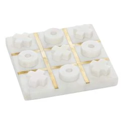Discount ❤️ White Marble Tic-Tac-Toe Game Set by Ivory and Iris ⭐