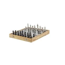 Coupon 💯 15" Mango Wood & Aluminum Traditional Chess Game Set by Ivory and Iris 🔔
