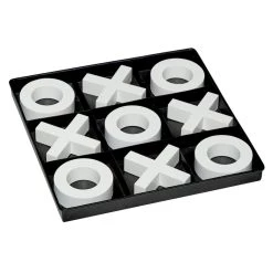 Hot Sale 😉 Black & White Wood & Metal Tic-Tac-Toe Modern Game Set by Ivory and Iris 🥰