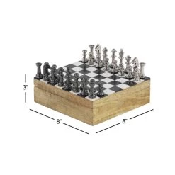 Best Pirce 😍 8" Mango Wood & Aluminum Traditional Chess Game Set by Ivory and Iris 😀 -Cheap Ivory and Iris Store D368813S 5