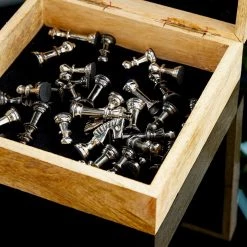 Best Pirce 😍 8" Mango Wood & Aluminum Traditional Chess Game Set by Ivory and Iris 😀 -Cheap Ivory and Iris Store D368813S 7