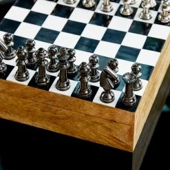 Best Pirce 😍 8" Mango Wood & Aluminum Traditional Chess Game Set by Ivory and Iris 😀 -Cheap Ivory and Iris Store D368813S 8