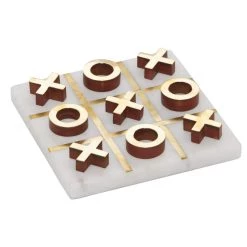 Best Pirce ⭐ White & Gold Marble Tic-Tac-Toe Game Set by Ivory and Iris 🥰