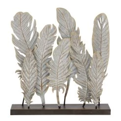 Best deal 👏 21" Gray Metal Contemporary Feather Sculpture by Ivory and Iris ⭐