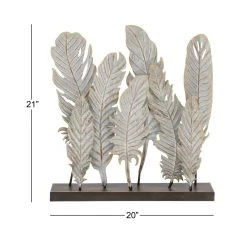 Best deal 👏 21" Gray Metal Contemporary Feather Sculpture by Ivory and Iris ⭐ -Cheap Ivory and Iris Store D368838S 4