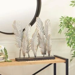 Best deal 👏 21" Gray Metal Contemporary Feather Sculpture by Ivory and Iris ⭐ -Cheap Ivory and Iris Store D368838S 5