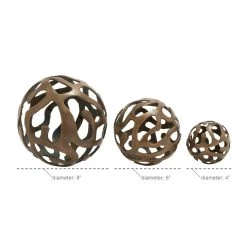 Best Sale ✔️ Brass Aluminum Contemporary Decorative Orbs Set by Ivory and Iris 🎉 -Cheap Ivory and Iris Store D368839S 4