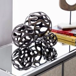 Best Sale ✔️ Brass Aluminum Contemporary Decorative Orbs Set by Ivory and Iris 🎉 -Cheap Ivory and Iris Store D368839S 5