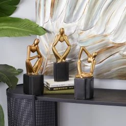 Best Pirce ✔️ 13" Gold Porcelain Abstract Sculpture Set by Ivory and Iris 🤩 -Cheap Ivory and Iris Store D368924S 9