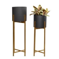 Best Pirce β Black Metal Contemporary Stand Planter Set by Ivory and Iris π
