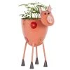 New 🎉 16" Pink Metal Eclectic Pig Planter by Ivory and Iris 🎁