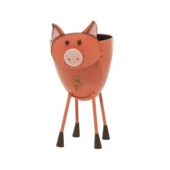 New 🎉 16" Pink Metal Eclectic Pig Planter by Ivory and Iris 🎁 -Cheap Ivory and Iris Store D369889S 3