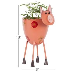 New 🎉 16" Pink Metal Eclectic Pig Planter by Ivory and Iris 🎁 -Cheap Ivory and Iris Store D369889S 7