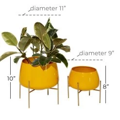 Best Pirce 🎁 Yellow Metal Contemporary Planter Set by Ivory and Iris 🛒 -Cheap Ivory and Iris Store D369890S 7