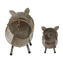 Best deal 👏 Gray Distressed Metal Farmhouse Pig Planter Set by Ivory and Iris 💯 -Cheap Ivory and Iris Store D369892S 7