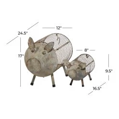 Best deal 👏 Gray Distressed Metal Farmhouse Pig Planter Set by Ivory and Iris 💯 -Cheap Ivory and Iris Store D369892S 8