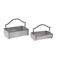 Flash Sale 🧨 Gray Metal Farmhouse Handle Planter Set by Ivory and Iris 🌟