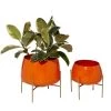 Deals ✨ Orange Metal Modern Planter Set by Ivory and Iris ✔️