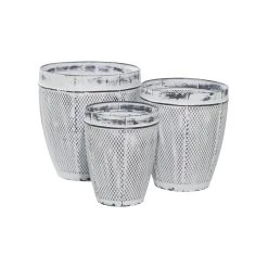 Cheapest ⌛ White Distressed Metal Farmhouse Planter Set by Ivory and Iris 🤩 -Cheap Ivory and Iris Store D369900S 2